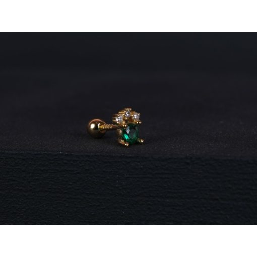 Fül piercing zöld-fehér köves