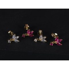 Fülbevaló, lógós szirom 2 színben