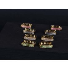 Fülbevaló, arany ovál köves 4 színben