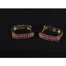 Fülbevaló, arany ovál köves 4 színben