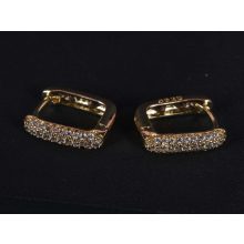 Fülbevaló, arany ovál köves 4 színben