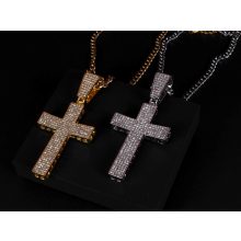 Medál nagy kereszt iced out rope lánccal