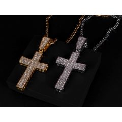 Medál nagy kereszt iced out rope lánccal