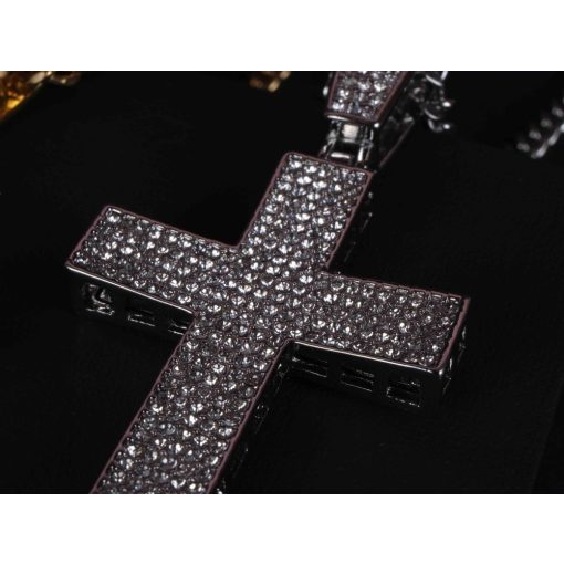 Medál nagy kereszt iced out rope lánccal