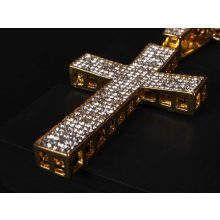 Medál nagy kereszt iced out rope lánccal