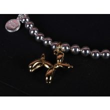 Karkötő, ezüst gyöngy, lufikutya medállal 2 színben