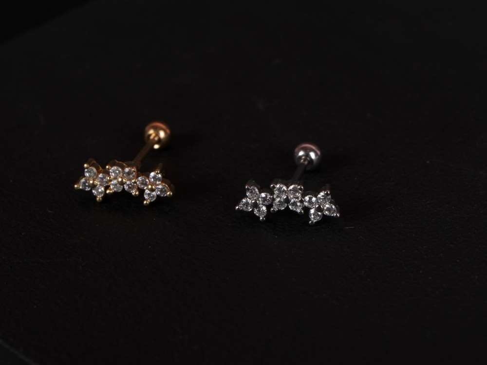 Fül piercing, virág trió 2 színben - wearing ékszer webáruhá