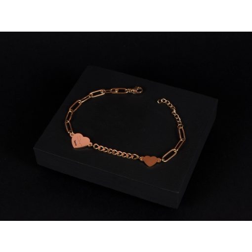 Egyedi gravírozható szivecskés karkötő 2 színben