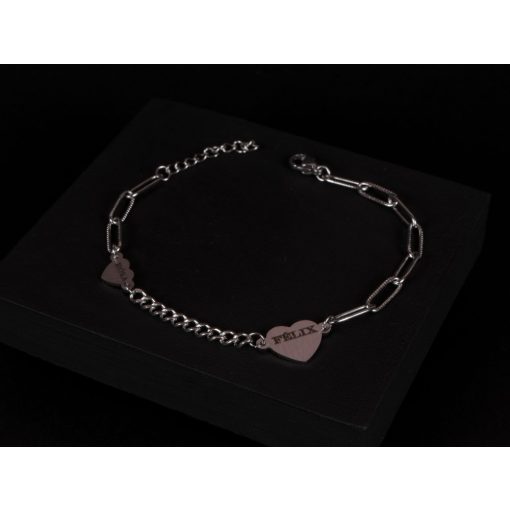 Egyedi gravírozható szivecskés karkötő 2 színben
