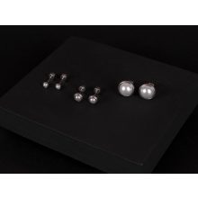 Kényelmes fülbevaló, ezüst fél gyöngy 3 méretben