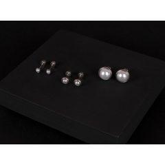 Kényelmes fülbevaló, ezüst fél gyöngy 3 méretben