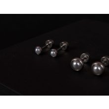 Kényelmes fülbevaló, ezüst fél gyöngy 3 méretben