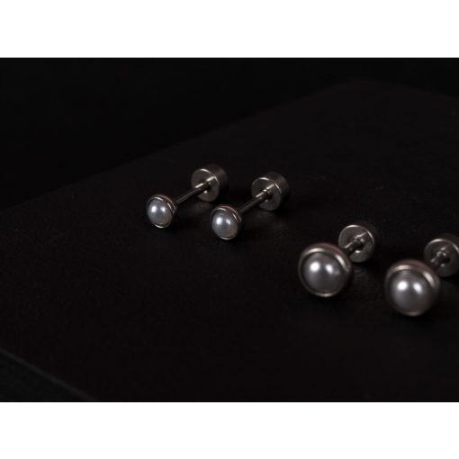 Kényelmes fülbevaló, ezüst fél gyöngy 3 méretben