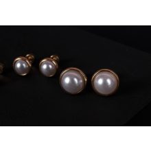 Kényelmes fülbevaló, arany fél gyöngy 4 méretben