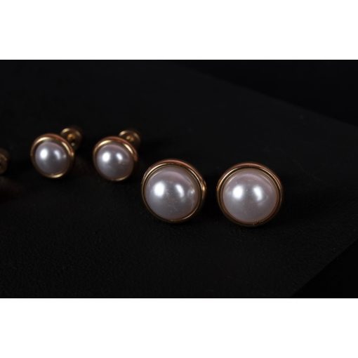 Kényelmes fülbevaló, arany fél gyöngy 4 méretben