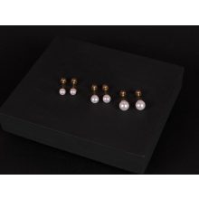 Kényelmes fülbevaló, arany egész gyöngy 3 méretben