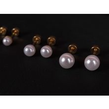 Kényelmes fülbevaló, arany egész gyöngy 3 méretben