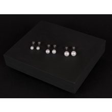 Kényelmes fülbevaló, ezüst egész gyöngy 3 méretben