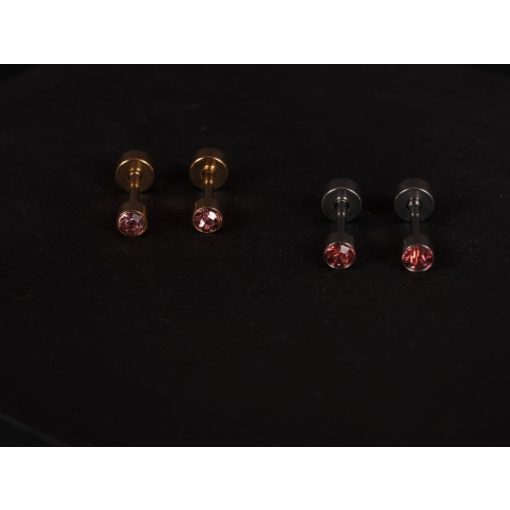 Kényelmes fülbevaló 2 féle színben, rózsaszín kővel