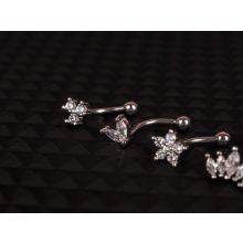 Fül piercing, hajlított barbell ezüst színben 4 típusban