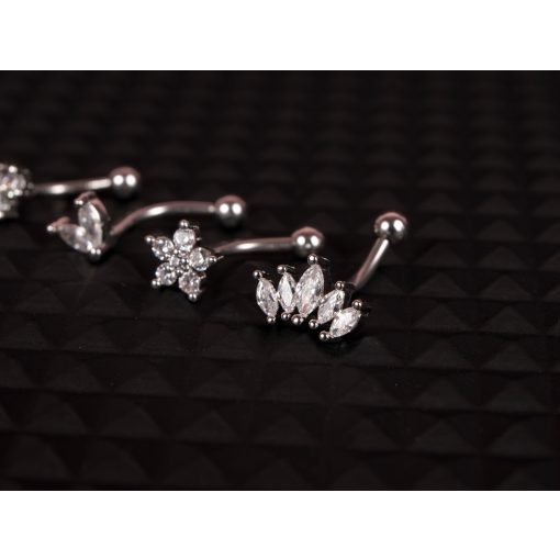 Fül piercing, hajlított barbell ezüst színben 4 típusban