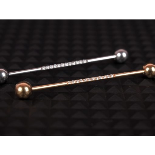 Fül piercing, köves indrustrial 2 színben