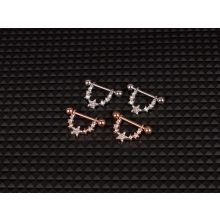 Mellbimbó piercing, köves félkör csillag motívum pár