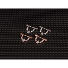 Mellbimbó piercing, köves félkör csillag motívum pár