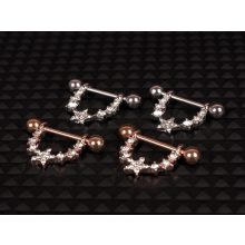 Mellbimbó piercing, köves félkör csillag motívum pár