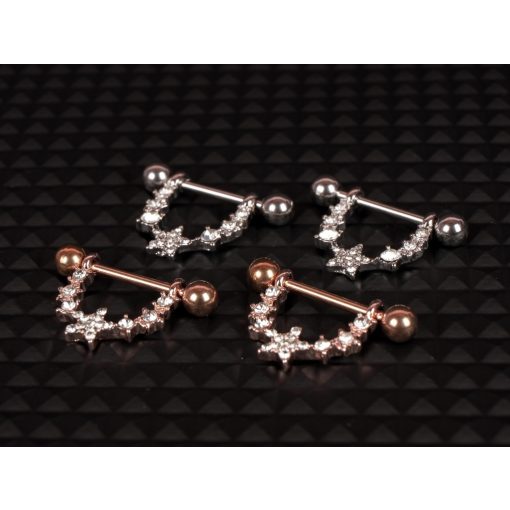 Mellbimbó piercing, köves félkör csillag motívum pár