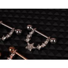 Mellbimbó piercing, köves félkör csillag motívum pár