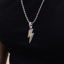 Iced Storm vol.2 - (male) nemesacél nyaklánc iced out köves villám medállal