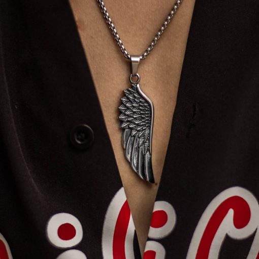 Angels on my side - Male pendant nemesacél nyaklánc angyal szárny medál