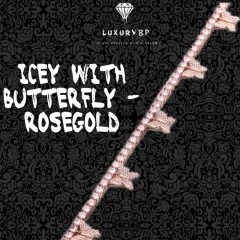   Icey with butterfly - Rosegold nemesacél nyaklánc iced out köves pillangó medállal