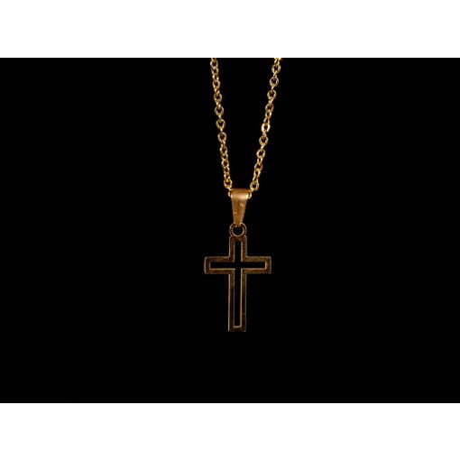 Steel cross - Gold nemesacél nyaklánc kereszt medállal