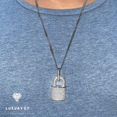   Can i lock myself to you? - Silver edition nemesacél nyaklánc iced out köves lakat medál