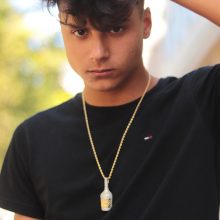 Drink with me - Male Pendant nemesacél nyaklánc köves iced out pezsgősüveg medállal