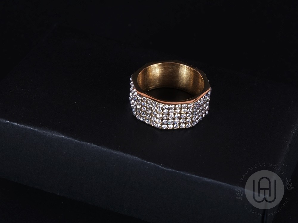 Gyűrű, hétszögletű, ezüst kővel