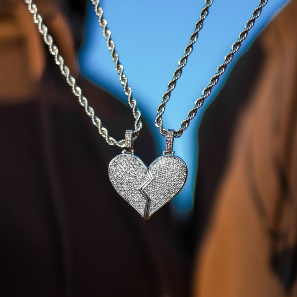 Couple Love - Magnet Pendant nemesacél nyaklánc mágneses köves szív medállal